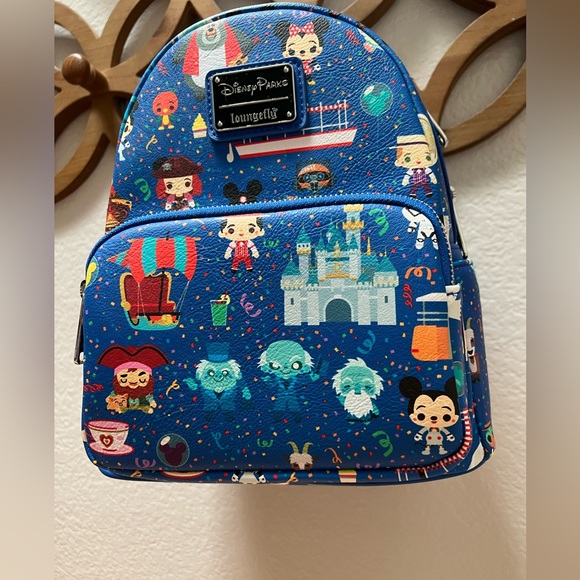 New LOUNGEFLY DISNEY PARKS mini backpack purse Pirates haunted mansion teacups - Picture 5 of 9